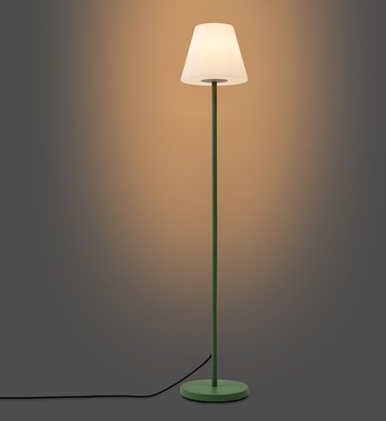 Venkovní stojací lampa zelená s bílým stínidlem IP65 - Virginia