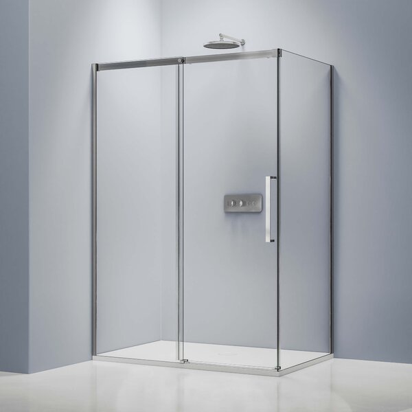 Rohový sprchový kout s posuvnými dveřmi Soft-Close DX906 FLEX - 8 mm nano sklo - chrom - možnost volby šířky
