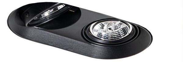 Sada 6 kulatých zapuštěných bodových světel černá GU10 70mm 2-světla - Hubs