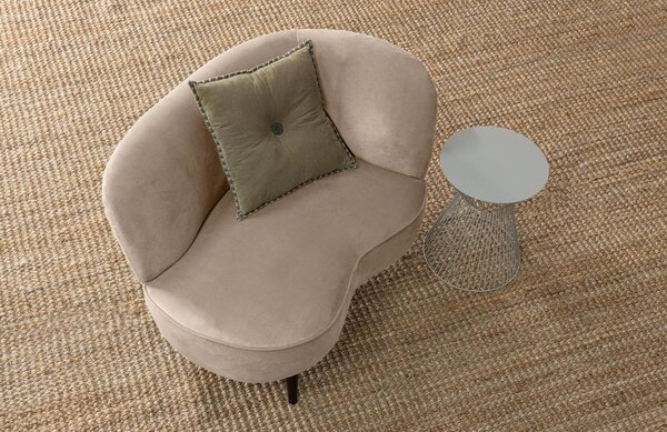 WOOOD Béžové sametové lounge křeslo Norma 112 cm, pravé