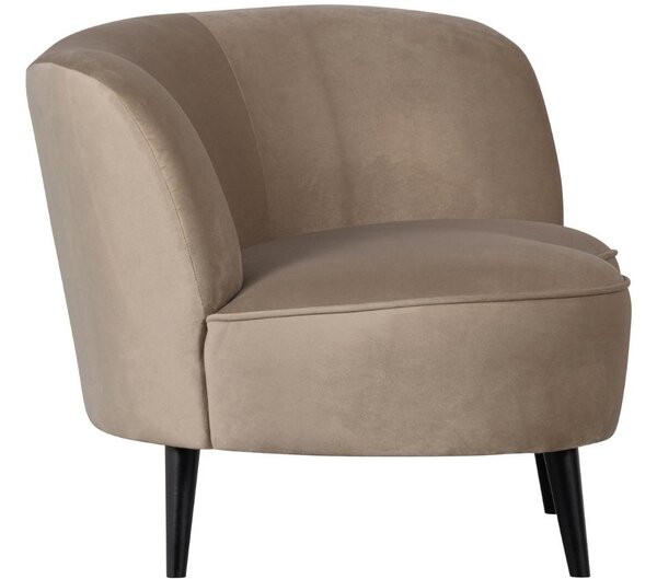 WOOOD Béžové sametové lounge křeslo Norma 112 cm, pravé