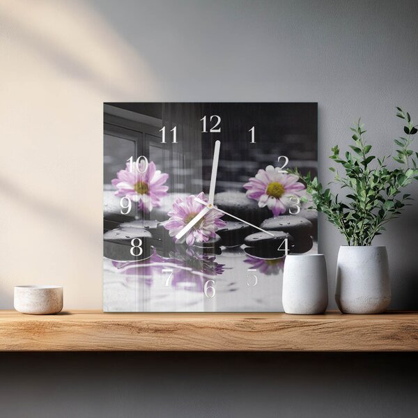 Skleněné hodiny Květiny zskb-30x30-00087361