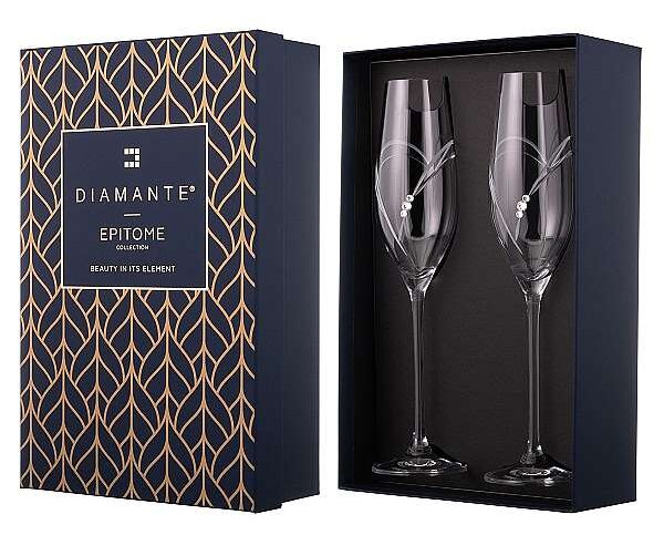 Diamante Swarovski Sklenice na sekt Hearts 210 ml, 2 ks