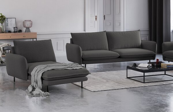 -25 % Dny MOMENTI– Cosmopolitan Design Tmavě šedá čalouněná lenoška Vienna 170 cm, levá