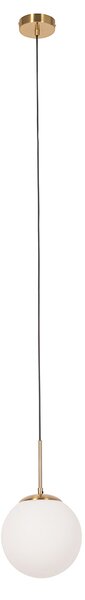 Art Deco hanglamp goud met opaal glas incl. rail adapter zwart 1-fase - Slimline Flore