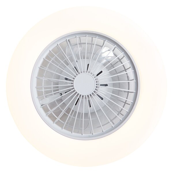 Stropní ventilátor bílý 48,5 cm vč. LED stmívatelné v Kelvinech s dálkovým ovládáním - Clemo