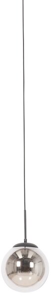 Závěsná lampa Art Deco černá s kouřovým sklem vč. 1-fázového kolejnicového adaptéru - Slimline Flore