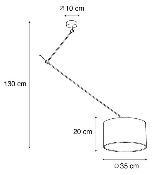 Závěsné svítidlo černé se sametovým stínidlem taupe 35cm - Blitz