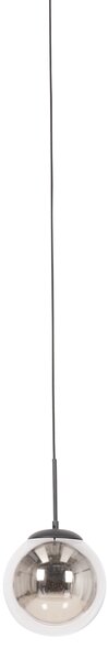 Závěsné svítidlo Art Deco černé s kouřovým sklem vč. adaptéru na kolejnici 1-fázové - Iconic Flore