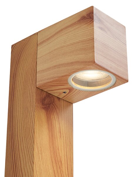 Venkovní lampa hliníková s potiskem dřeva se zemním hrotem a kabelovou průchodkou 65 cm IP44 - Baleno