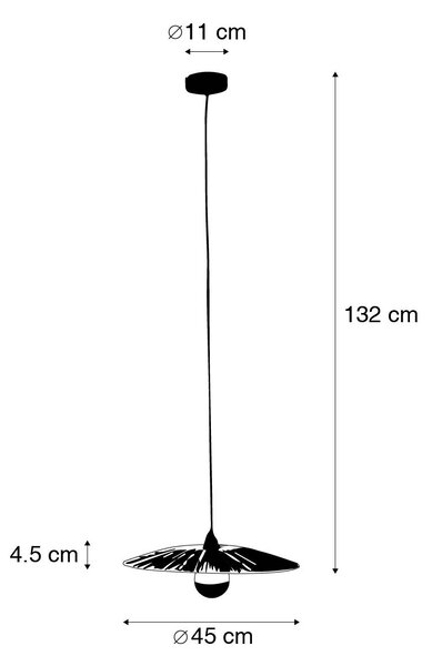 Rustikální závěsné svítidlo černé s lanem 45 cm - Leia