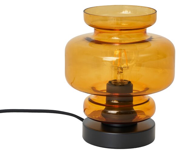 Retro stolní lampa černá s oranžovým sklem - Denise