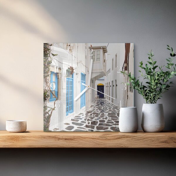 Skleněné hodiny Santorini zskb-30x30-00084740