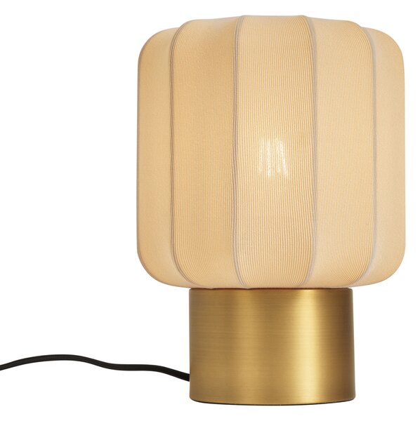 Japandi stolní lampa zlatá s béžovým stínidlem - Pluni
