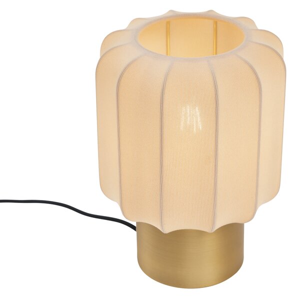 Japandi stolní lampa zlatá s béžovým stínidlem - Pluni
