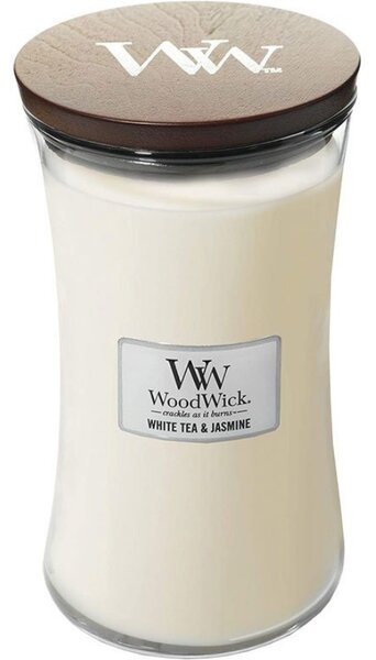 WoodWick Velká vonná svíčka WoodWick, White Tea & Jasmine