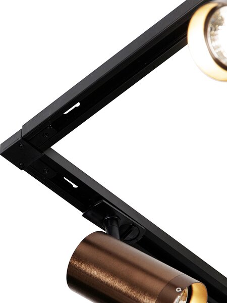 Moderní kolejnicový systém s 5 bodovými světly tmavě bronzový 1-fázový GU10 70mm - Iconic Jeana Luxe