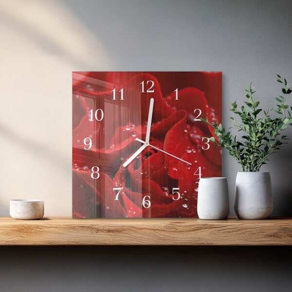 Skleněné hodiny Růže zskb-30x30-00079010