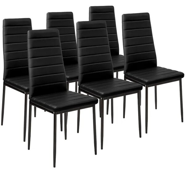 Tectake 6 Jídelních židlí, syntetická kůže černá