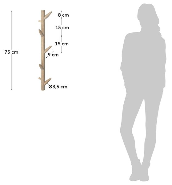 Březový nástěnný věšák Kave Home Natane 75 cm