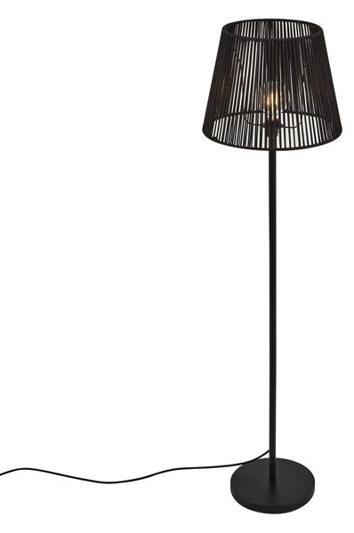 Venkovní stojací lampa černá s černým lanovým stínidlem IP44 - Virginia Jayla
