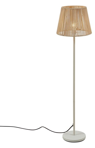 Venkovní stojací lampa bílá s béžovým lanovým stínidlem IP44 - Virginia Jayla