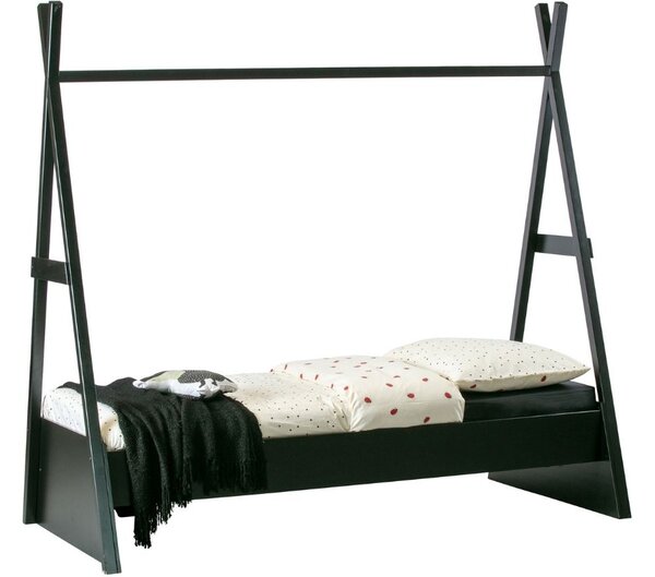 Hoorns Černá dřevěná jednolůžková postel Leone 80 x 200 cm