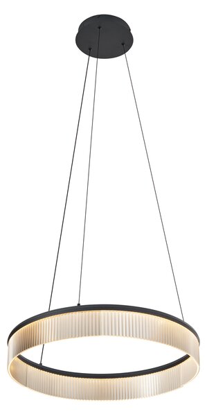 Moderní závěsné svítidlo černé 59cm vč. LED 3-krokové stmívatelné - Anello Chandelier