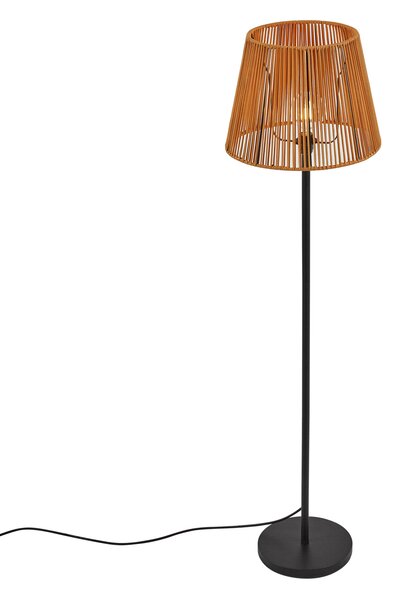 Venkovní stojací lampa černá s oranžovým lanovým stínidlem IP44 - Virginia Jayla