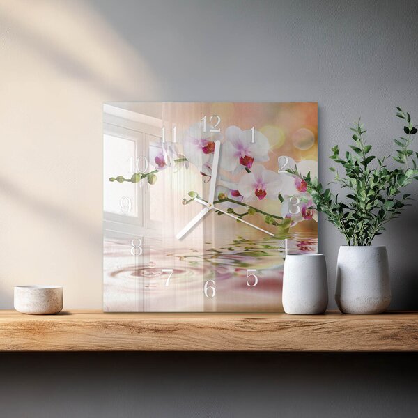 Skleněné hodiny Orchidej zskb-30x30-00058478