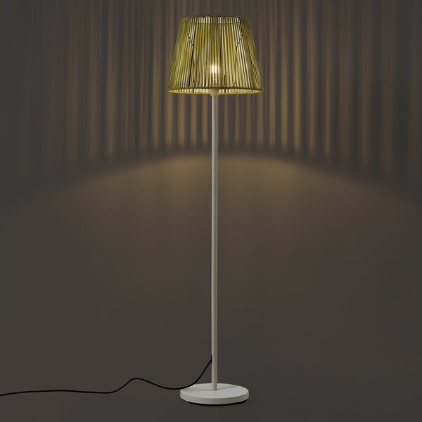 Venkovní stojací lampa bílá se zeleným lanovým stínidlem IP44 - Virginia Jayla