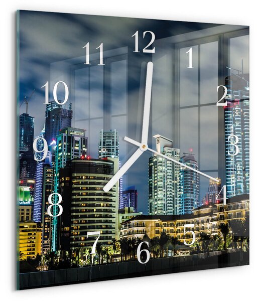 Skleněné hodiny Noc ve městě zskb-30x30-00085664
