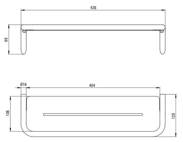 Deante Silia, nástěnná polička 436x124x89 mm, černá matná, DEA-ADI_N511