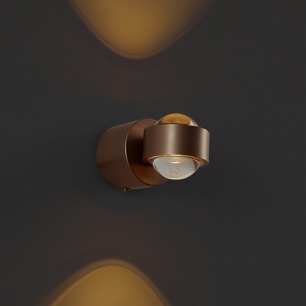 Designová nástěnná lampa tmavě bronzová vč. LED IP44 - Lens
