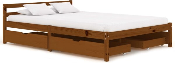 Rám postele 4 zásuvky medově hnědý masivní borovice 140x200 cm