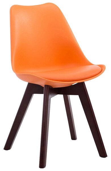 Židle Borne V2 ~ plast / koženka, dřevené nohy ořech - Oranžová