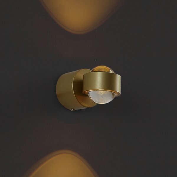 Designové nástěnné svítidlo mosaz vč. LED IP44 - Lens