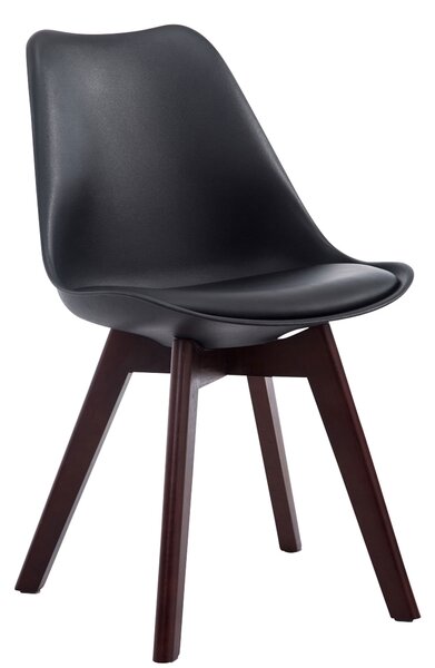 Židle Borne V2 ~ plast / koženka, dřevené nohy ořech - Černá