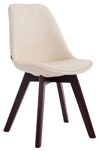 Židle Manado ~ koženka, dřevené nohy ořech - Krémová
