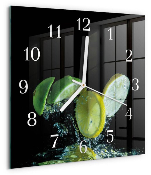 Skleněné hodiny Citron a limetka zskb-30x30-00057710