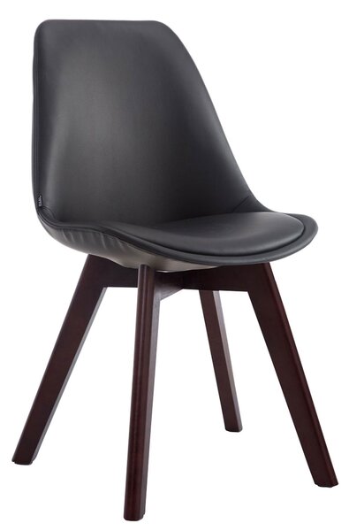 Židle Manado ~ koženka, dřevené nohy ořech - Černá