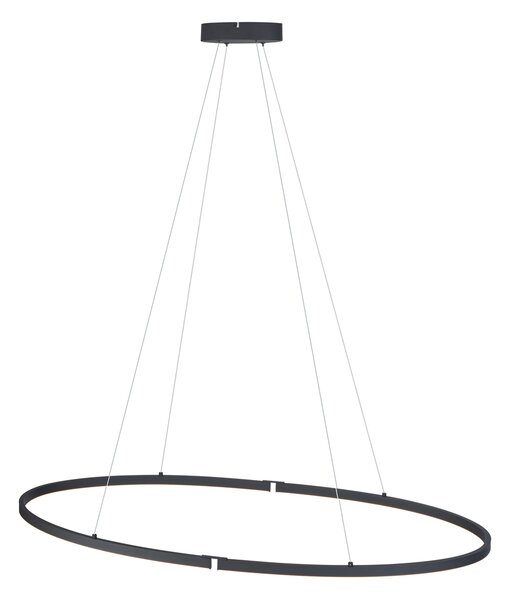 Designové závěsné svítidlo černé oválné 120 cm vč. LED 3-krokové stmívatelné - Ovallo