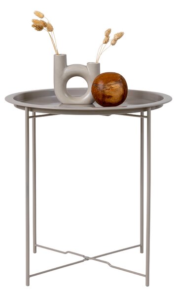 House Nordic Boční stolek Bastia (Odkládací stolek z béžové oceli s šedým práškovým nástřikem Ø47x50,5 cm)