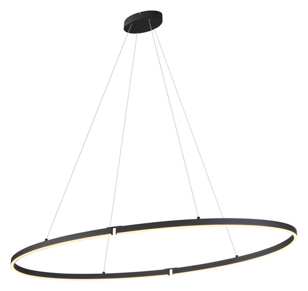 Designové závěsné svítidlo černé oválné 120 cm vč. LED 3-krokové stmívatelné - Ovallo