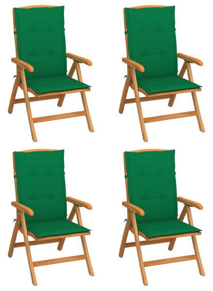 Polohovací zahradní židle s poduškami 4 ks masivní teak