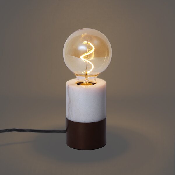 Moderní stolní lampa bronzová s bílým mramorem - Marissa