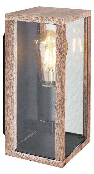 Průmyslové nástěnné svítidlo s dřevěným potiskem 26 cm IP44 - Charlois