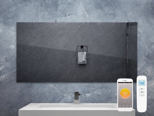 Zrcadlový infrapanel MIRROR 580W | Výhřevnost 10,5 m2 | 100x60 cm | WiFi termostat | Dálkový ovladač | Zrcadlo na šířku
