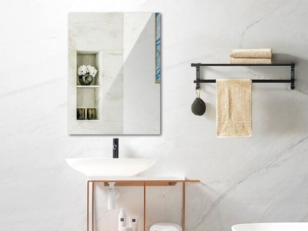 Zrcadlový infrapanel s LED osvětlením MIRROR 320W | Výhřevnost 6 m2 | 60x60 cm | WiFi termostat | Dálkový ovladač | Zrcadlo na šířku