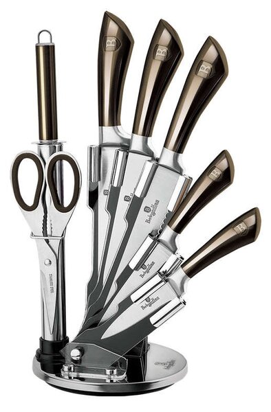 BERLINGERHAUS Sada nožů ve stojanu nerez 8 ks Shiny Black Collection BH-2668